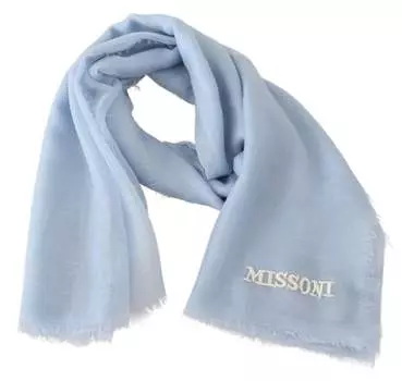 Мужской шарф унисекс из кашемира Missoni с запахом на шею, цвет Light-Blue