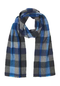 Мужской шарф в клетку с бахромой Dunmore, цвет Navy Blau