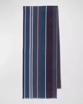Мужской шарф в несколько полосок Paul Smith, цвет Navy