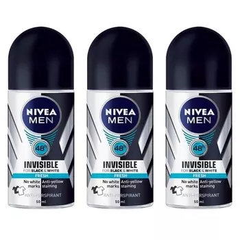 Мужской шариковый дезодорант-антиперспирант Invisible For Black & White со свежим ароматом, 1,7 унции, 50 мл, Nivea