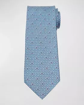Мужской шелковый галстук Maglia Ferragamo, цвет Bluette