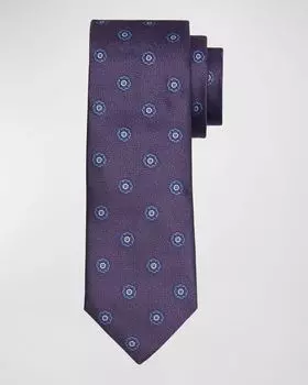 Мужской шелковый галстук с медальоном Microfantasy Canali, цвет Purple