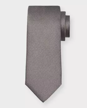 Мужской шелковый галстук с микротекстурой Canali, цвет Grey