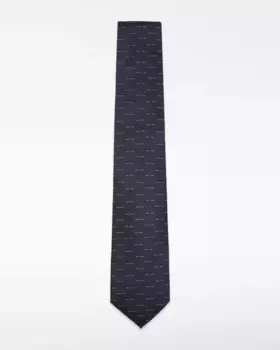 Мужской шелковый галстук с полосатым принтом Adolfo Dominguez, тёмно-синий
