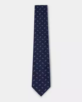 Мужской шелковый галстук с принтом пейсли Hackett, темно-синий