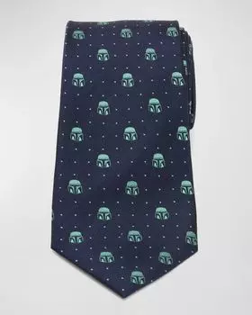 Мужской шелковый галстук в горошек The Mandalorian Helmet Cufflinks Inc., цвет Navy
