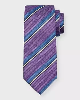 Мужской шелковый галстук в несколько полосок Canali, цвет Light Purple