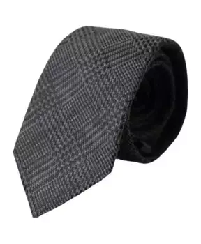 Мужской шелковый галстук в темную клетку Dolce & Gabbana, серый