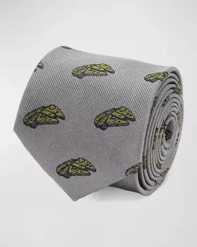 Мужской шелковый галстук «Звездные войны: Тысячелетний сокол» Cufflinks Inc., цвет Gray