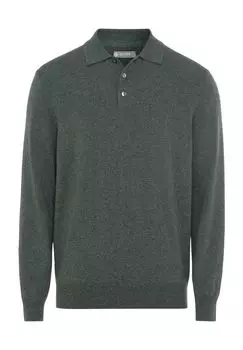 Мужской шелковый кашемировый свитер с ребристыми манжетами GALERIA, зеленый