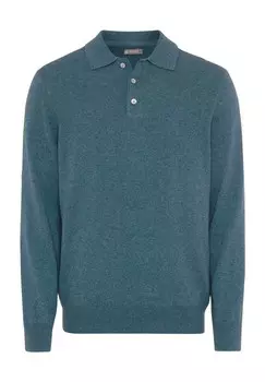 Мужской шелковый кашемировый свитер с ребристыми манжетами GALERIA, цвет 2 Petrol 64421