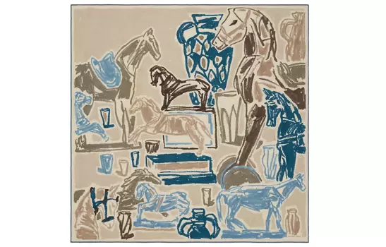 Мужской шелковый шарф Chevaux De La Collection HERMES, коричневый