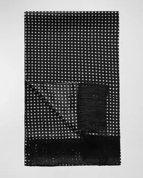 Мужской шелковый шарф в горошек с бахромой Eton, цвет Black