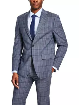 Мужской шерстяной деловой пиджак с двумя пуговицами Calvin Klein, цвет Grey/Blue