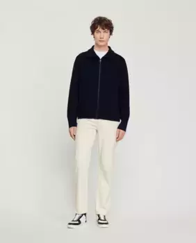 Мужской шерстяной кардиган на молнии Sandro, чёрный