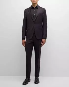 Мужской шерстяной костюм 130-х годов в клетку в тон Canali, цвет Dark Red