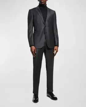 Мужской шерстяной костюм из ткани тик-плетение ZEGNA, цвет Dark Grey Solid