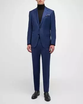 Мужской шерстяной костюм в стиле пиндо Trofeo ZEGNA, цвет Navy Solid
