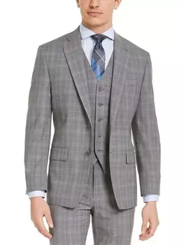 Мужской шерстяной пиджак в клетку с двумя пуговицами Michael Kors, цвет Grey/Blue