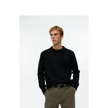 Мужской шерстяной пуловер Arket однотонный, черный