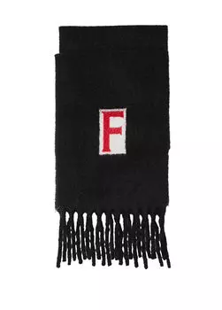 Мужской шерстяной шарф с логотипом Ferragamo, черный