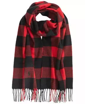 Мужской шерстяной шарф в клетку Polo Ralph Lauren, красный