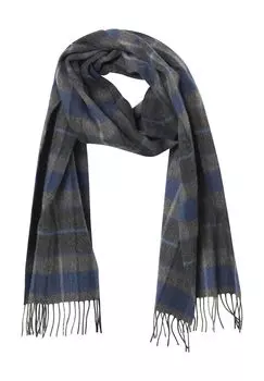 Мужской шерстяной шарф в клетку с бахромой Dunmore, синий