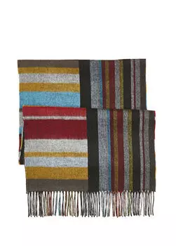 Мужской шерстяной шарф в полоску с цветными блоками Paul Smith, мультиколор