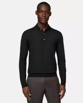 Мужской шерстяной свитер с длинными рукавами Boggi Milano, черный