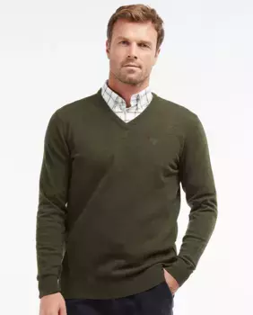 Мужской шерстяной свитер с вышитым щитом Barbour, темно-серый