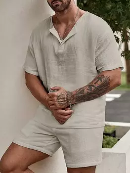 Мужской широкий топ и шорты RSRT, однотонные цвета Manfinity, хаки