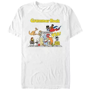 Мужской школьный рок! Футболка с графическим рисунком Grammar Rock Licensed Character, белый