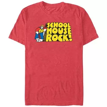 Мужской школьный рок! Футболка Schoolhouse Rocky с графическим рисунком Licensed Character, цвет Red Heather