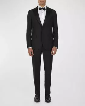 Мужской смокинг из эластичной шерсти с острыми лацканами Boglioli, цвет Black