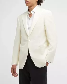 Мужской смокинг из однотонной шерсти Canali, цвет White