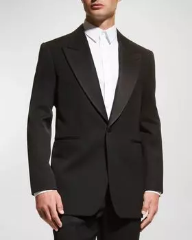 Мужской смокинг с большим воротником и лацканами Alexander McQueen, цвет Black
