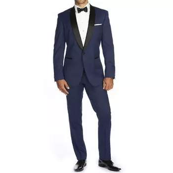 Мужской смокинг узкого кроя из 2 предметов с отворотами и шалью Braveman, цвет Indigo