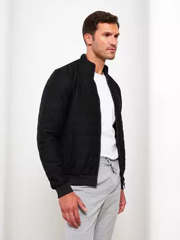 Мужской спортивный кардиган Slim Fit с воротником-стойкой и длинными рукавами LCW Vision, новый черный