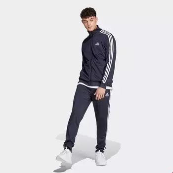 Мужской спортивный костюм базовый трикотаж в 3 полоски Adidas, синий