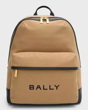 Мужской спортивный рюкзак из ткани и кожи Bally, цвет Sand Black Oro