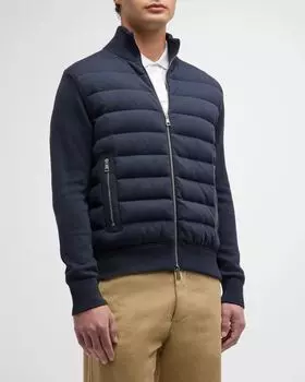 Мужской стеганый кардиган на молнии спереди Moncler, цвет Dark Blue