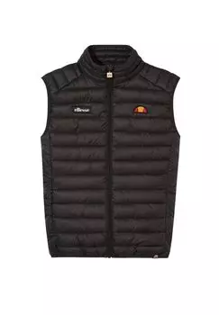 Мужской стеганый жилет - безрукавка стеганая, на молнии, воротник стойка, однотонный Ellesse, черный