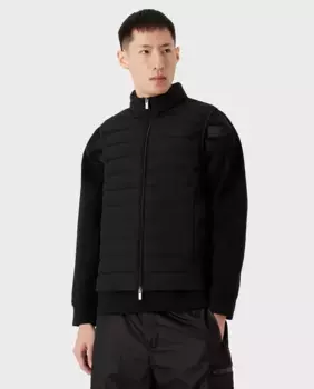 Мужской стеганый жилет с перьями Emporio Armani, черный