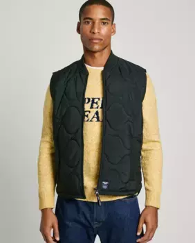 Мужской стеганый жилет с застежкой-молнией Pepe Jeans, чёрный