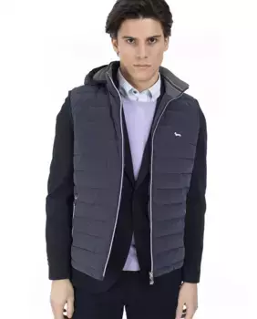 Мужской стеганый жилет темно-синего цвета на молнии Harmont&Blaine, темно-синий