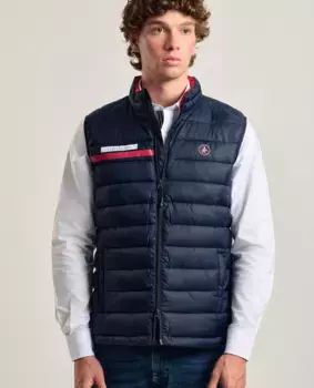Мужской стеганый жилет темно-синего цвета с принтом спереди Valecuatro, тёмно-синий