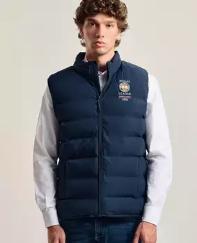 Мужской стеганый жилет темно-синего цвета с принтом и мультипринтом Valecuatro, тёмно-синий