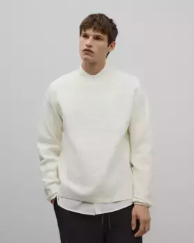 Мужской структурированный свитер с круглым вырезом Adolfo Dominguez, цвет Crudo