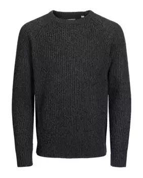 Мужской структурированный свитер с круглым вырезом Jack & Jones, темно-серый