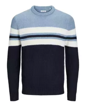 Мужской структурированный свитер с круглым вырезом Jack & Jones, синий